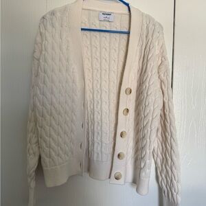 Old Navy Cream Cable-Knit Button Front Cardigan